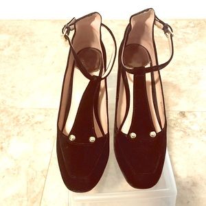 Cole Haan Collection T-strap black velvet pump